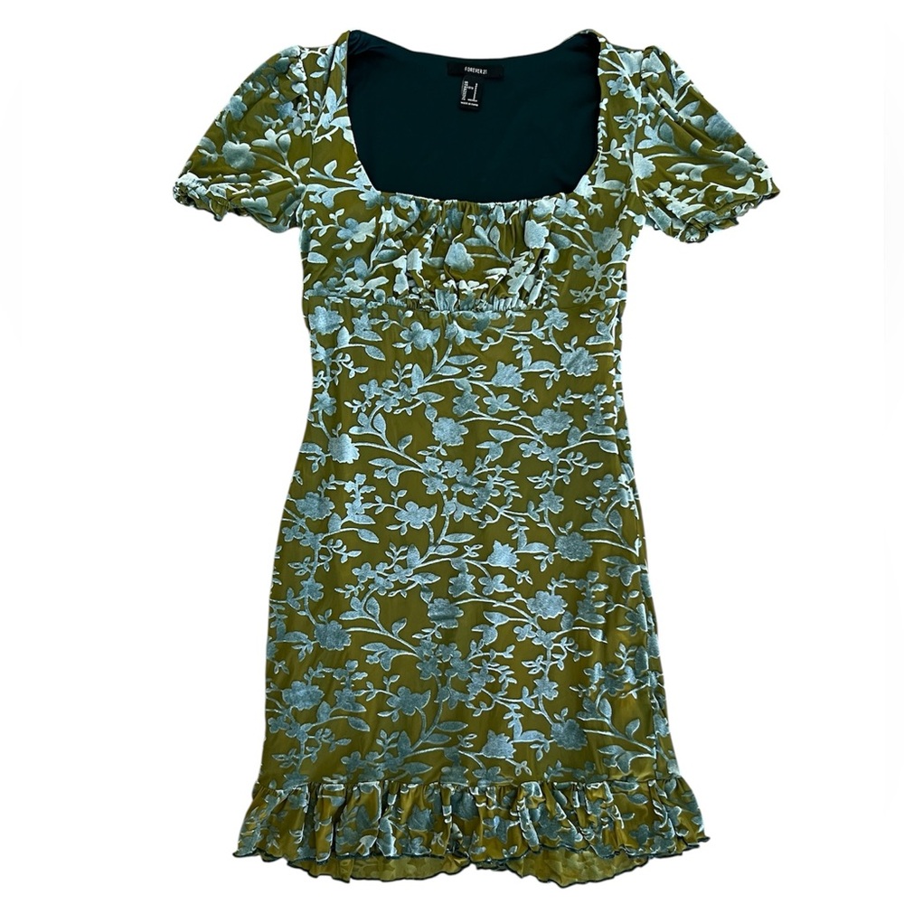 Forever 21 Green & Blue Velour Mini Dress 💋
